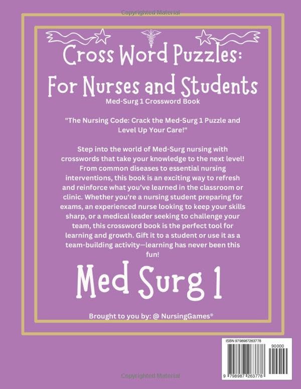 Cross Word Puzzles: for Nurses and Students: Med Surg 1: Nursing the Basics: Crossword Puzzles on Med-Surg 1 Concepts and Skills