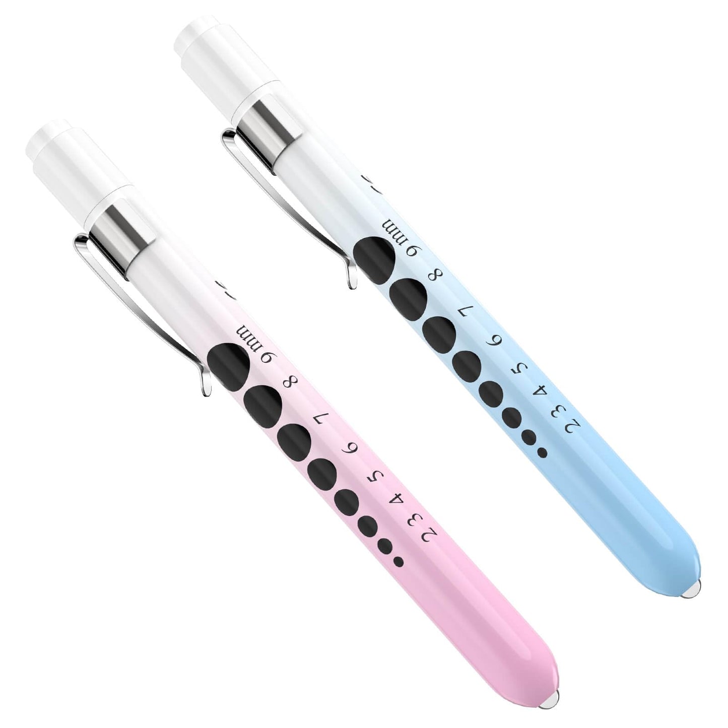 CAVN Pen Light with Pupil Gauge LED Penlight for Nurses Doctors, 2 Pcs Reusable Medical Penlight for Nursing Students (Rose Gold/White)