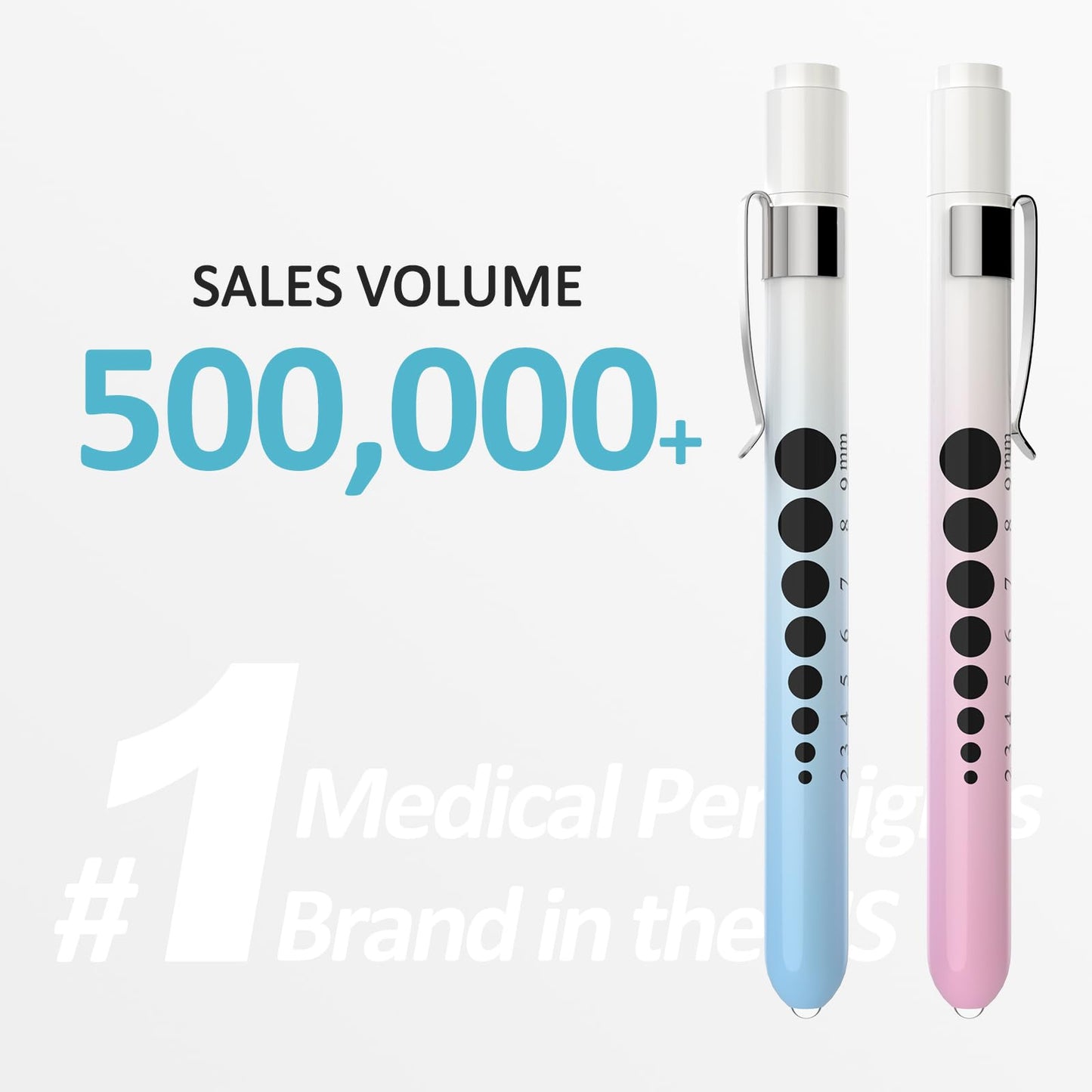 CAVN Pen Light with Pupil Gauge LED Penlight for Nurses Doctors, 2 Pcs Reusable Medical Penlight for Nursing Students (Rose Gold/White)