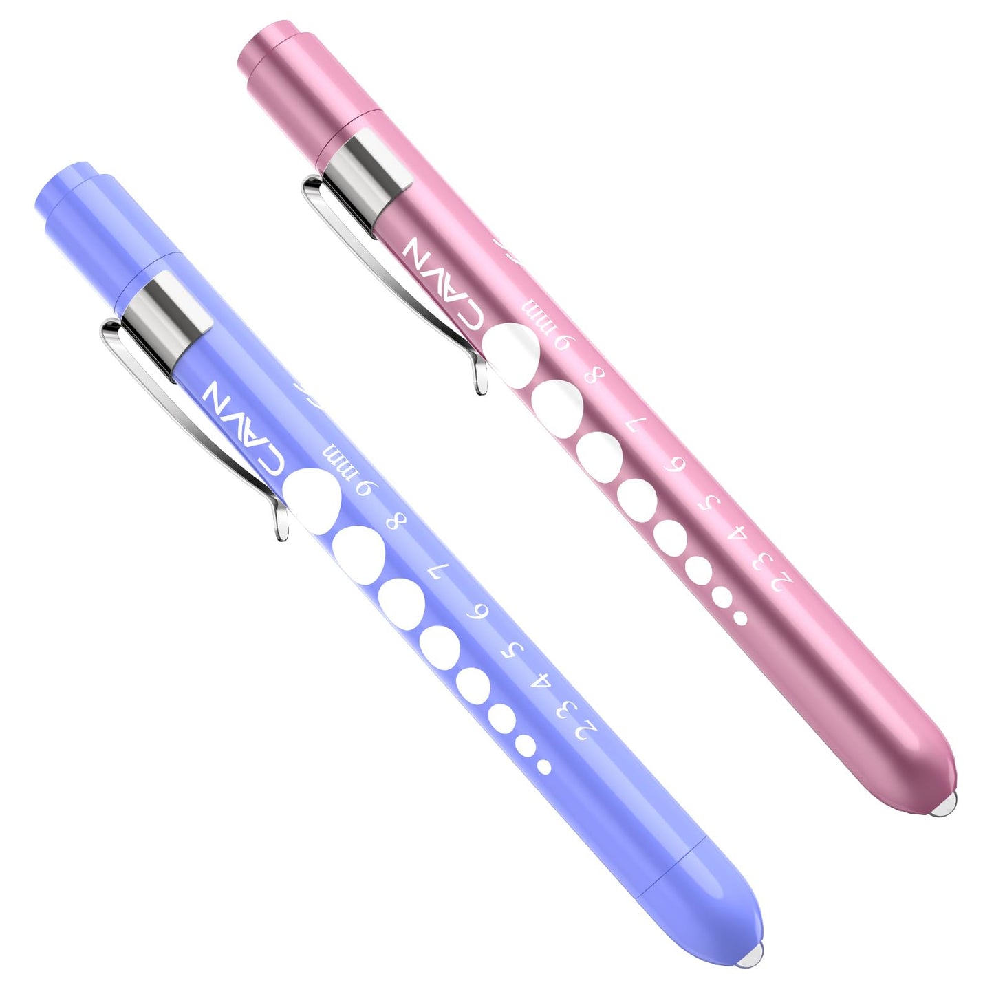 CAVN Pen Light with Pupil Gauge LED Penlight for Nurses Doctors, 2 Pcs Reusable Medical Penlight for Nursing Students (Rose Gold/White)