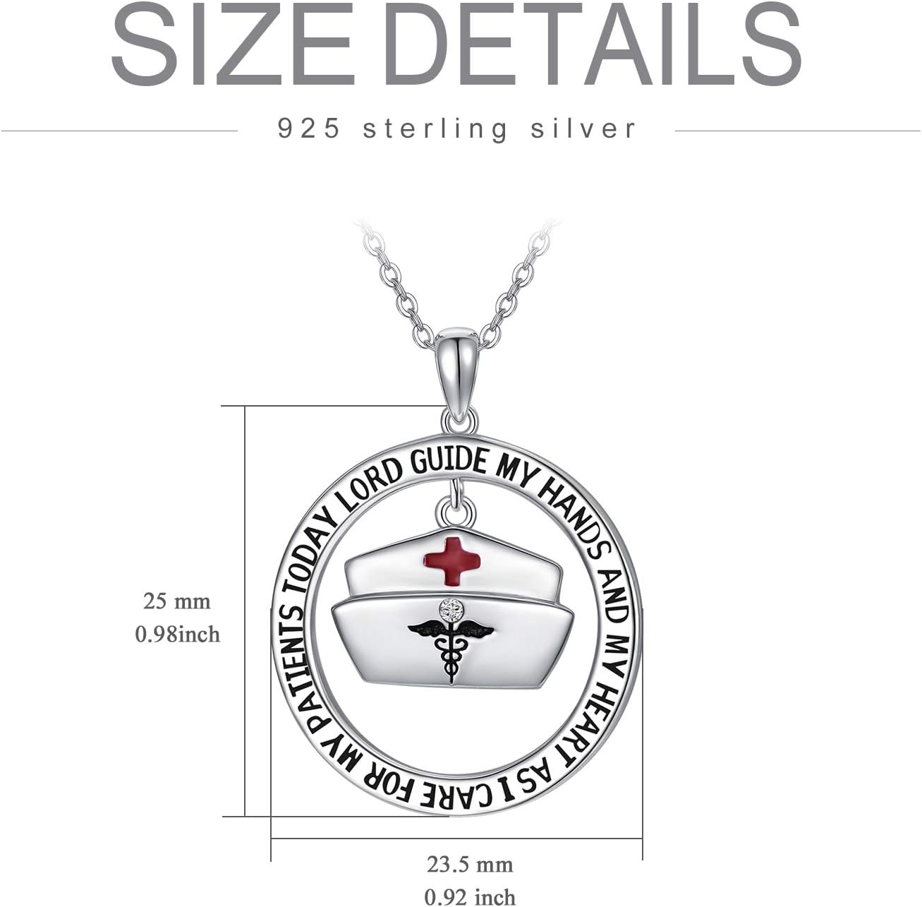 AOBOCO Nurse Gifts for Women 925 Sterling Silver Nurse's Prayer Necklace with Caduceus Angel Nurse Cap Charm, Nursing Graduation Gift for Nurses Medical Student, Crystal from Austria