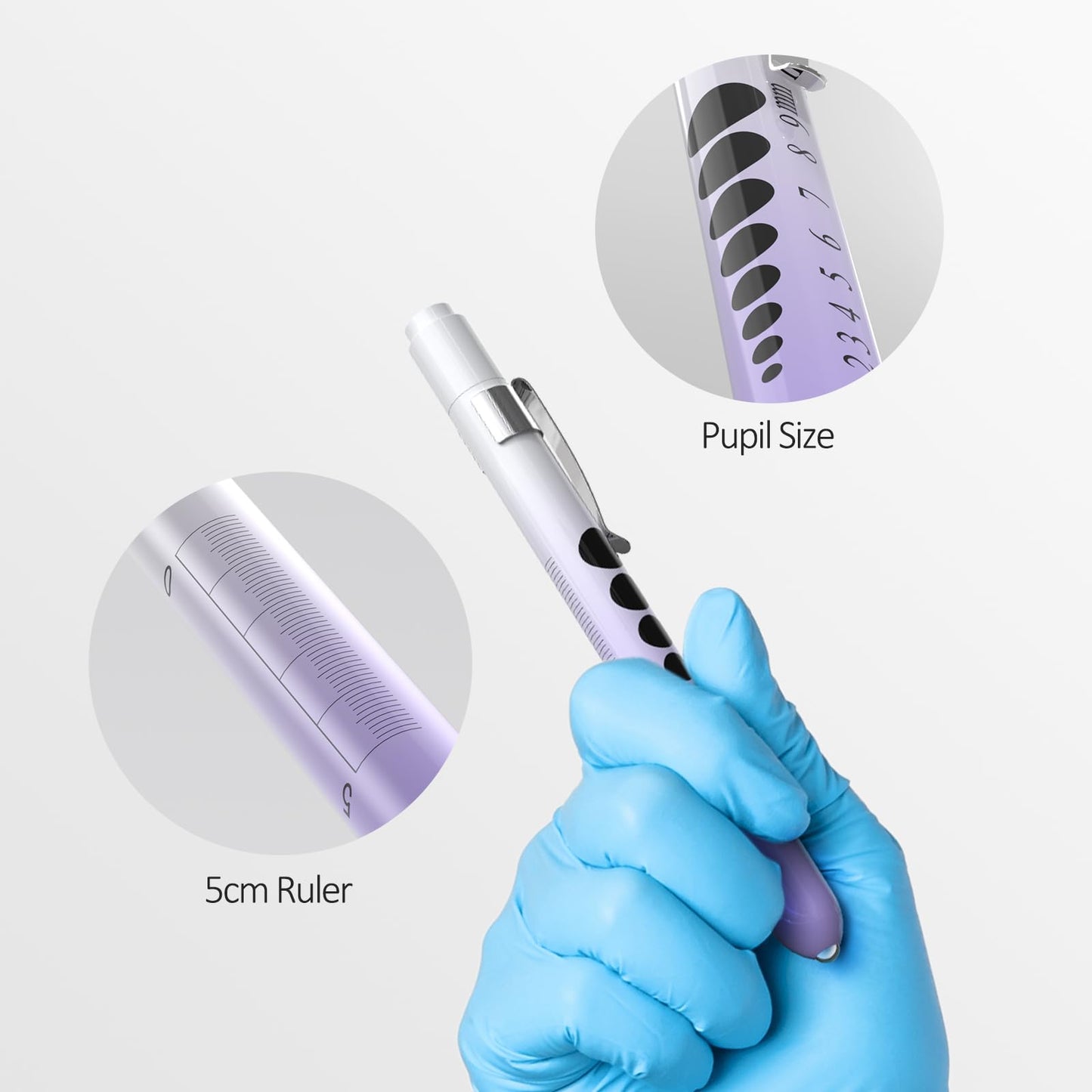 CAVN Pen Light with Pupil Gauge LED Penlight for Nurses Doctors, 2 Pcs Reusable Medical Penlight for Nursing Students (Rose Gold/White)