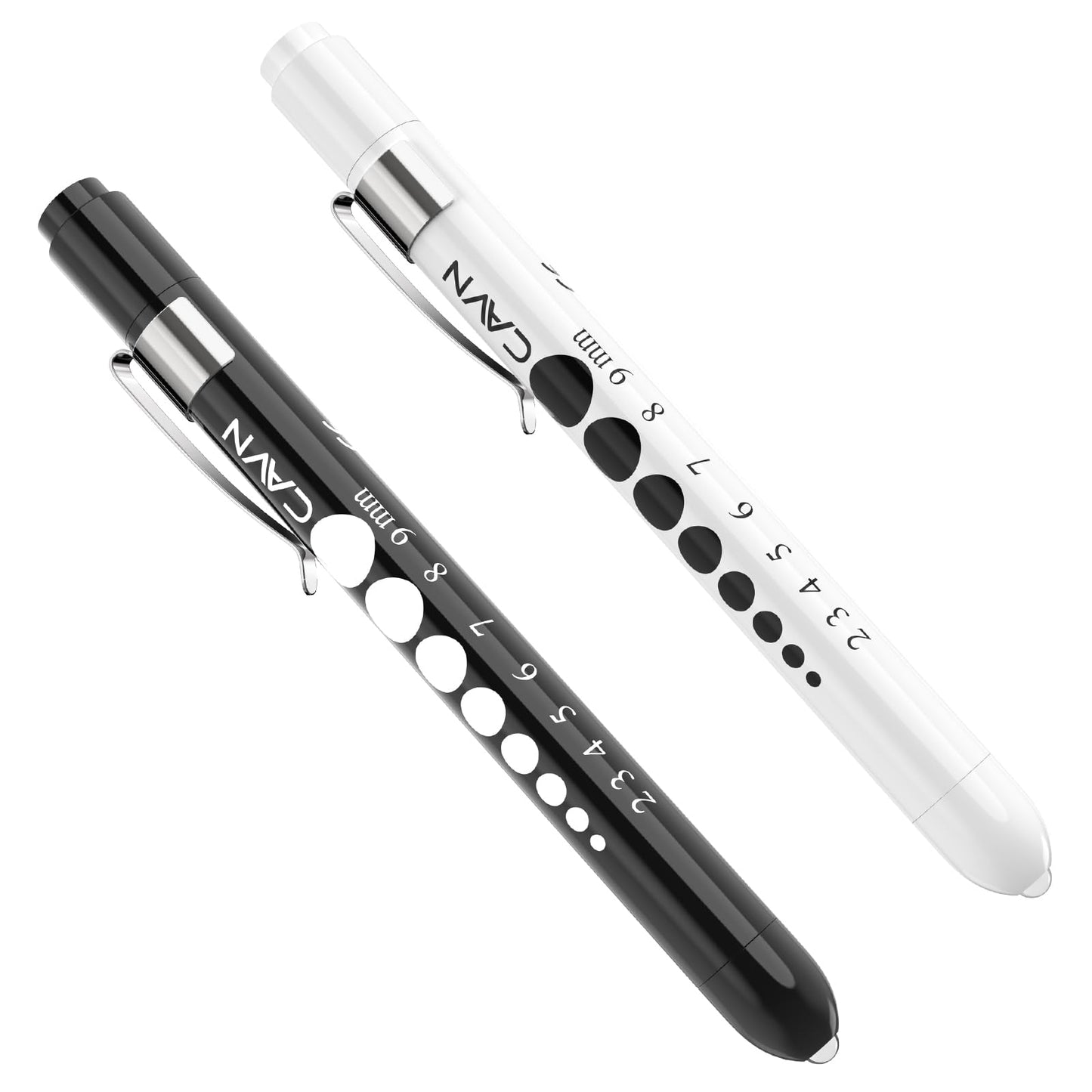 CAVN Pen Light with Pupil Gauge LED Penlight for Nurses Doctors, 2 Pcs Reusable Medical Penlight for Nursing Students (Rose Gold/White)