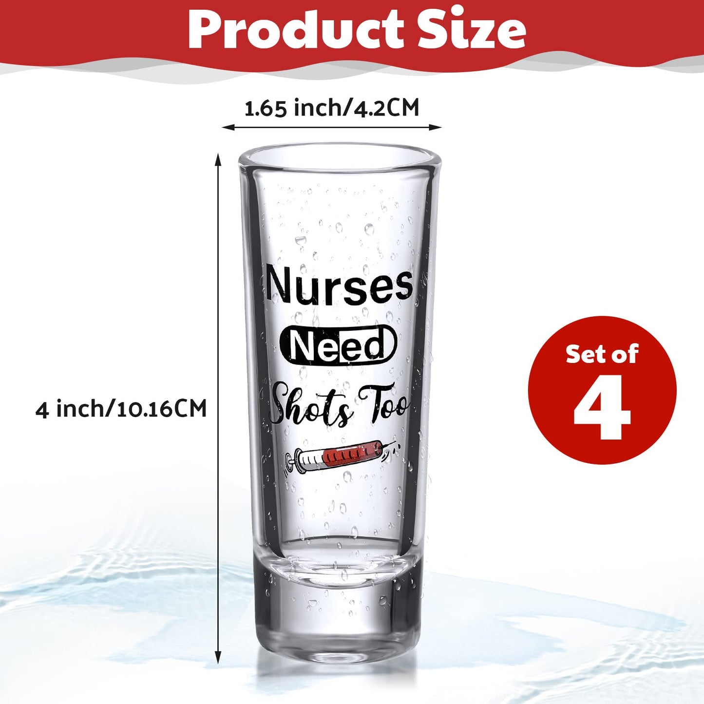 Patelai Nurse Need Shots Too, Funny Glass Gift for Women and Male Mom Sister or Friend Present for Nursing Graduation Nurses Day Party 2 oz(2 Pieces,2.36 x 1.97 Inches)