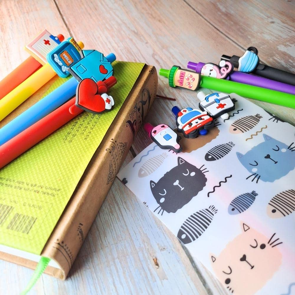 YJ PREMIUMS 10-Pack of Cute Nursing Pens with Heart, Syringe Designs in Black Ink - Versatile Writing Instruments for Nurses, Medical Assistants, Students