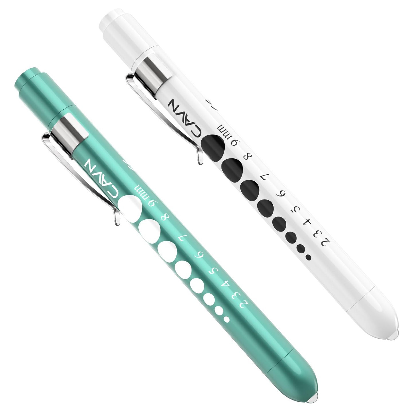CAVN Pen Light with Pupil Gauge LED Penlight for Nurses Doctors, 2 Pcs Reusable Medical Penlight for Nursing Students (Rose Gold/White)
