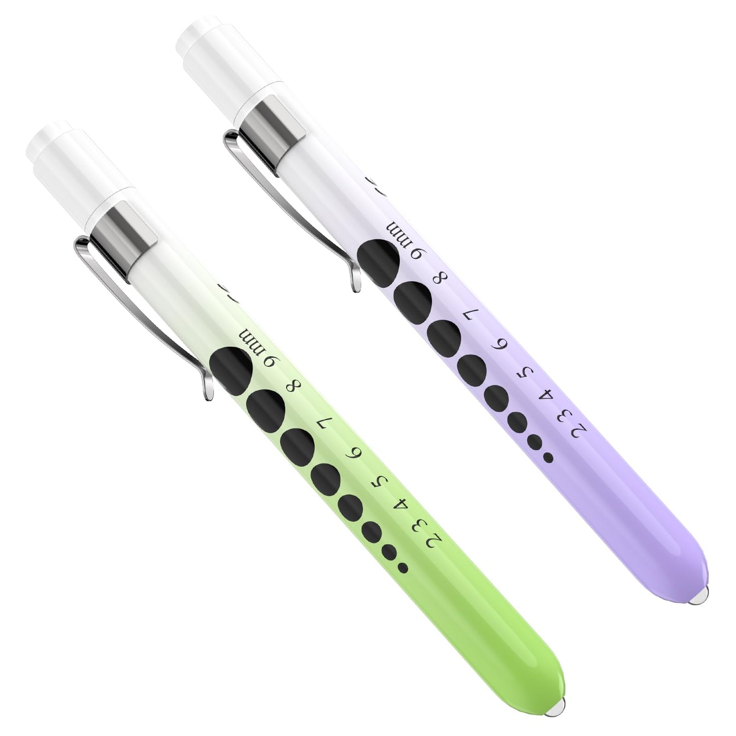 CAVN Pen Light with Pupil Gauge LED Penlight for Nurses Doctors, 2 Pcs Reusable Medical Penlight for Nursing Students (Rose Gold/White)