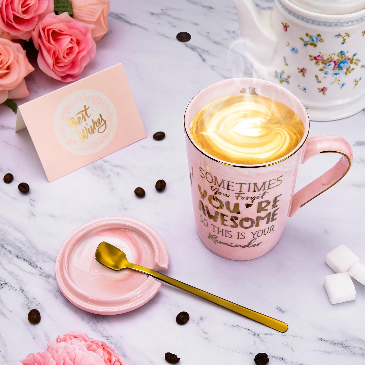 Nurse Gifts for Women, Funny Nurse Mug with Gold Print, Nurses Week Retirement Graduation Appreciation Present, School Nursing Student RN Practitioner, 14oz Pink Marbled Ceramic Cup, Nice Gift Boxed