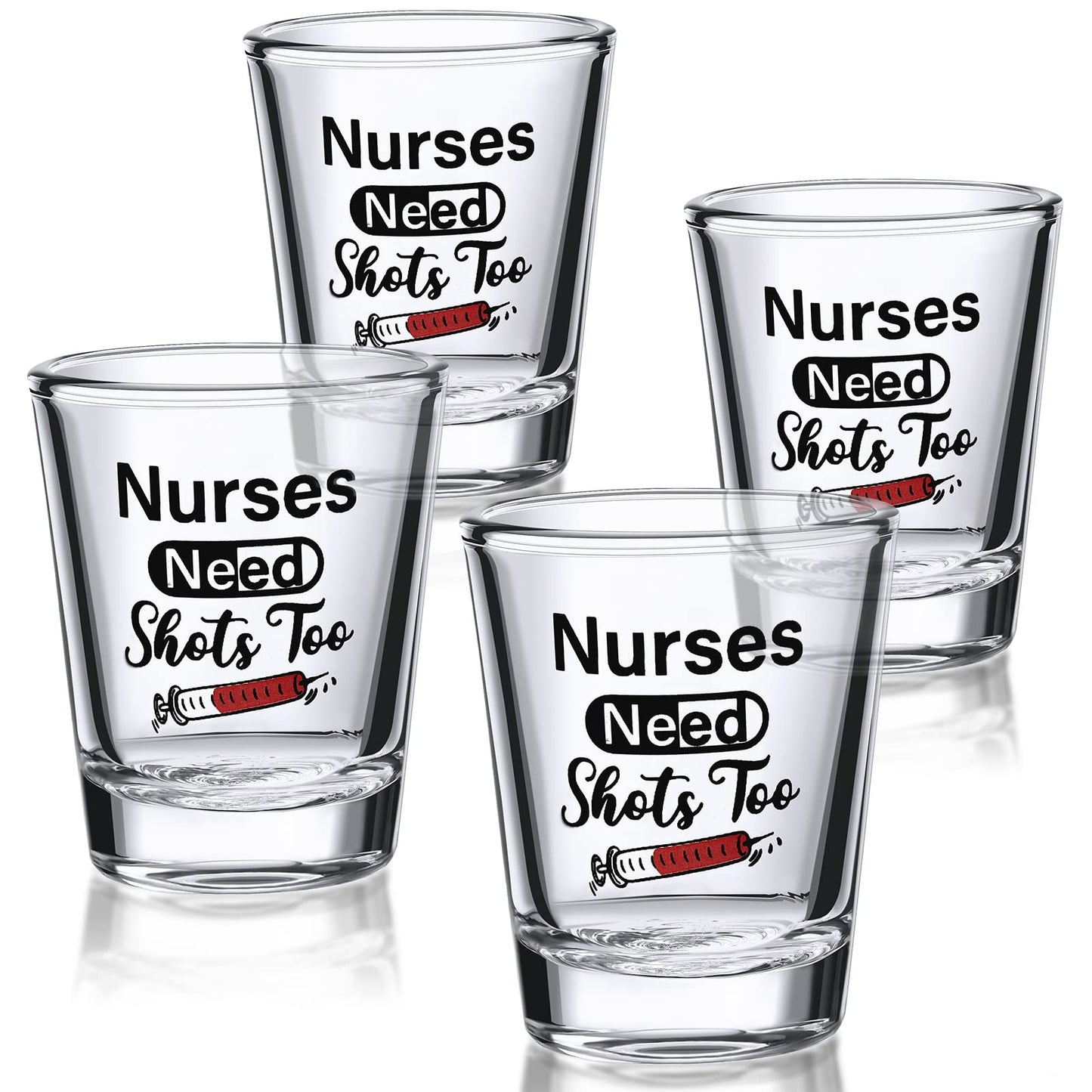 Patelai Nurse Need Shots Too, Funny Glass Gift for Women and Male Mom Sister or Friend Present for Nursing Graduation Nurses Day Party 2 oz(2 Pieces,2.36 x 1.97 Inches)
