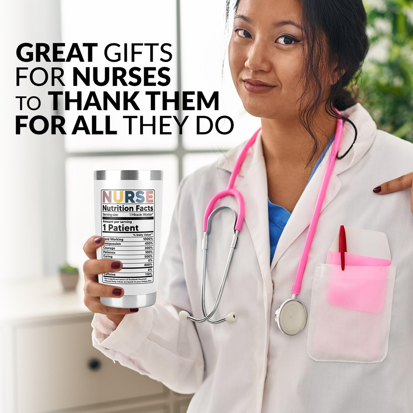 Best Gifts For Nurses - New Nurse Gifts For Women-Nursing Student Gifts- Nurse Practitioner- Nurse Appreciation Gifts-Nurse Graduation Gifts-Nutrition Facts 20Oz Nurse Cup Tumbler