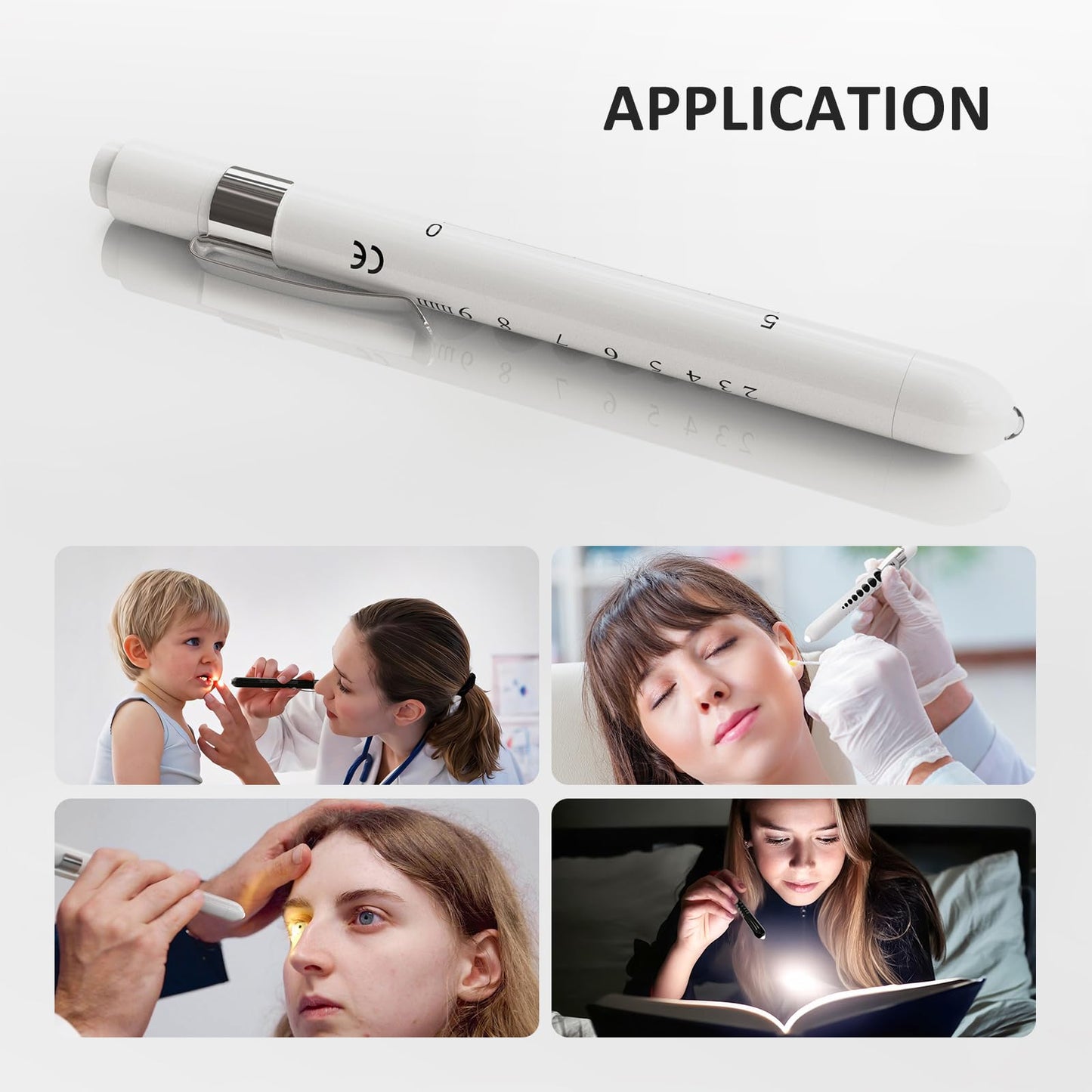 CAVN Pen Light with Pupil Gauge LED Penlight for Nurses Doctors, 2 Pcs Reusable Medical Penlight for Nursing Students (Rose Gold/White)