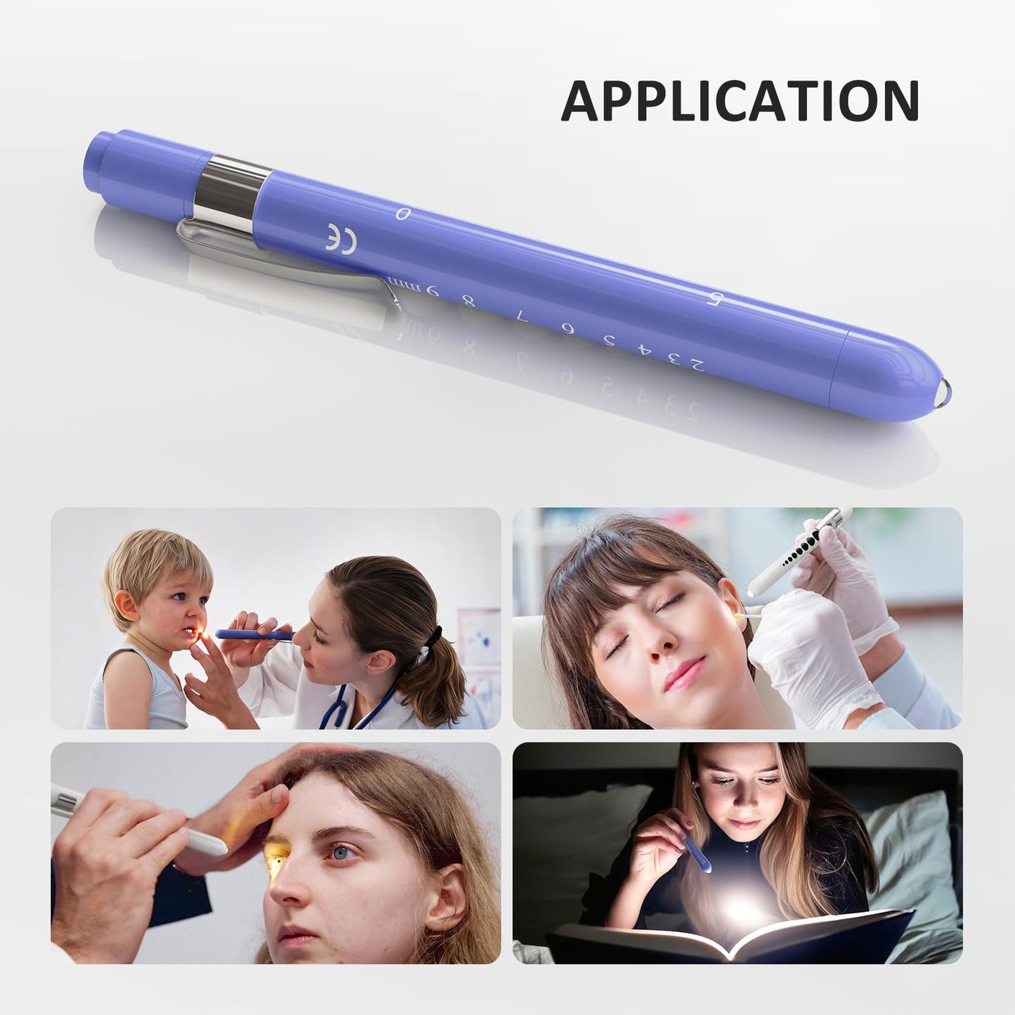 CAVN Pen Light with Pupil Gauge LED Penlight for Nurses Doctors, 2 Pcs Reusable Medical Penlight for Nursing Students (Rose Gold/White)
