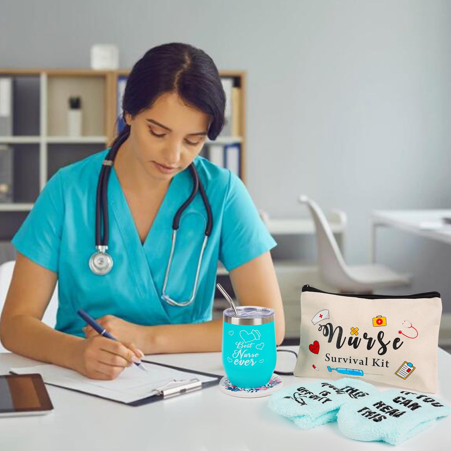 Kolewo4ever 13pc Nurse Appreciation Gift Set Nurses Week Gifts with Wine Tumbler Gift Box for Women, Nurse Practitioner, Graduation, Week