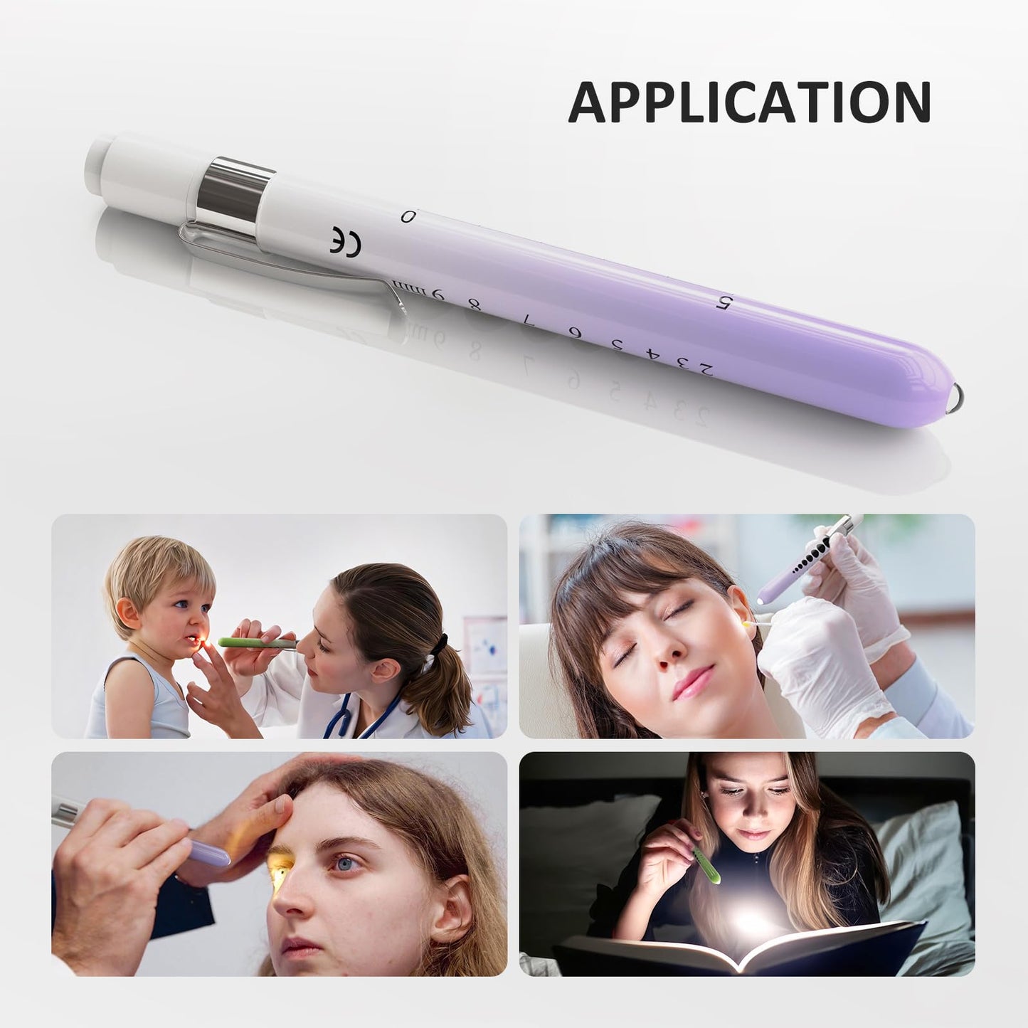CAVN Pen Light with Pupil Gauge LED Penlight for Nurses Doctors, 2 Pcs Reusable Medical Penlight for Nursing Students (Rose Gold/White)