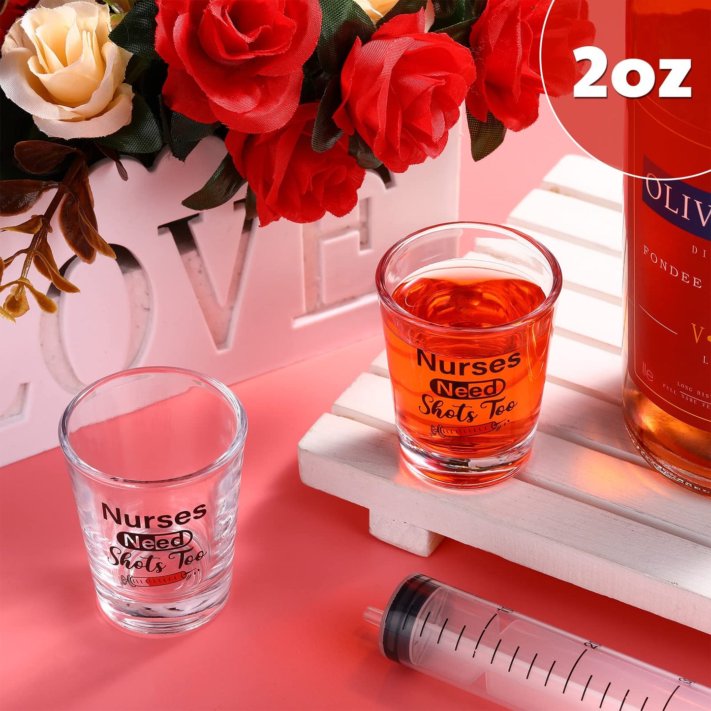 Patelai Nurse Need Shots Too, Funny Glass Gift for Women and Male Mom Sister or Friend Present for Nursing Graduation Nurses Day Party 2 oz(2 Pieces,2.36 x 1.97 Inches)
