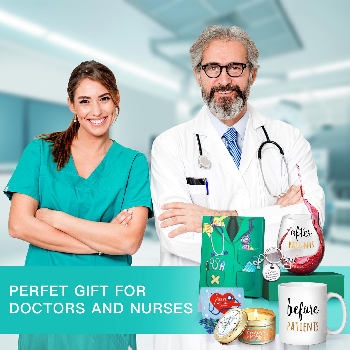 Before Patients, After Patients 11 oz Coffee Mug and 18 oz Stemless Wine Glass Candle Gifts Set Idea for Nurses, Doctors, Dentists, Hygienists, Physician Nurses' week Graduation Birthday Gifts…