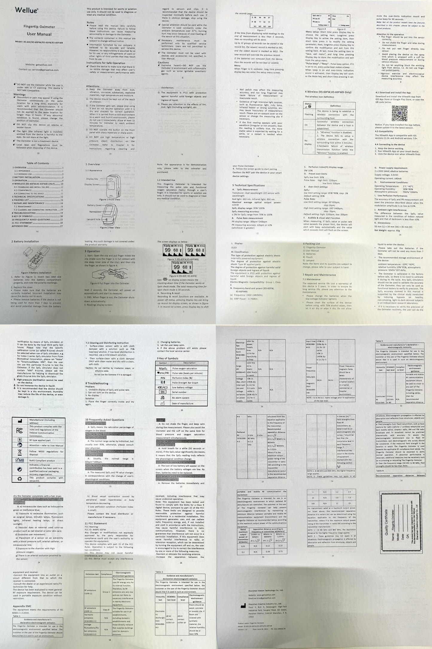 Wellue Bluetooth Pulse Oximeter Fingertip, Blood Oxygen Saturation Monitor with Free APP, Batteries, Carry Bag & Lanyard