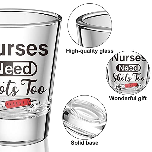 Patelai Nurse Need Shots Too, Funny Glass Gift for Women and Male Mom Sister or Friend Present for Nursing Graduation Nurses Day Party 2 oz(2 Pieces,2.36 x 1.97 Inches)