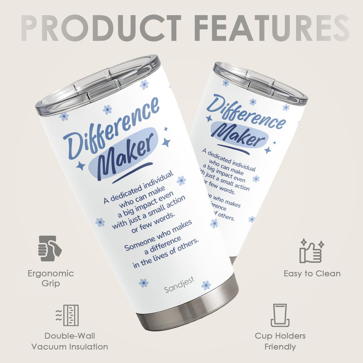 SANDJEST Nurse Tumbler Cup - Nutritional Facts Travel Coffee Mug Gift - 20oz Tumblers Nurse Gifts for Birthday, Christmas, Appreciation Week, Nursing School Graduation for Nurses, Practitioners