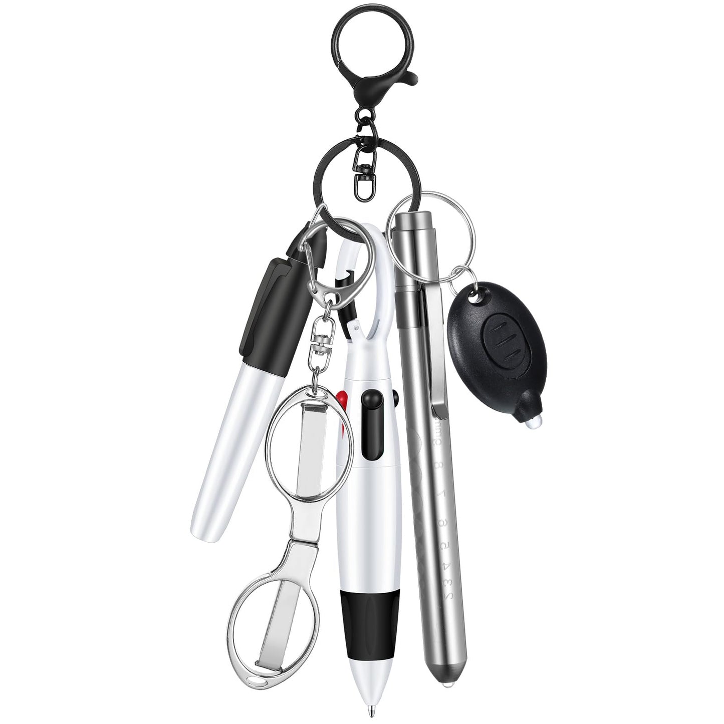 6 Pcs Nurse Pen Set Include Permanent Marker Pen Retractable Ballpoint Pen Keychain Clip Foldable Scissors Lights LED Flashlight Keychain for Nurse Accessories(Purple)