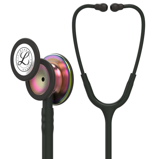 3M Littmann Classic III Monitoring Stethoscope, 5806, More Than 2X as Loud*, Weighs Less, Stainless Steel Rainbow-Finish Chestpiece, 27' Raspberry Tube, Brass Stem and Headset