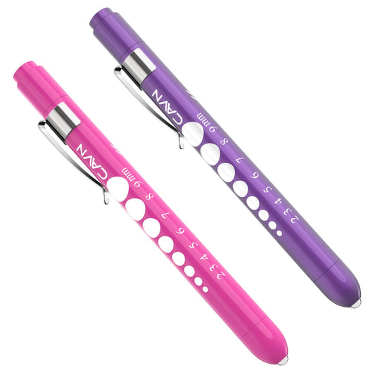 CAVN Pen Light with Pupil Gauge LED Penlight for Nurses Doctors, 2 Pcs Reusable Medical Penlight for Nursing Students (Rose Gold/White)
