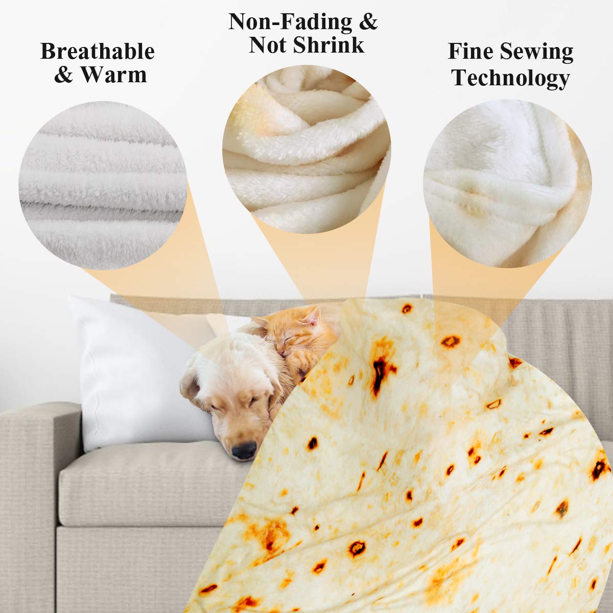 Gifts for Women Tortilla Blanket Adult Size 71 Inch, Graduation Gifts for Men and Women, Baptisms Gifts for Girl, Taco Food Burrito Blanket for Adult, Flannel Blanket Funny Gifts for Girlfriend