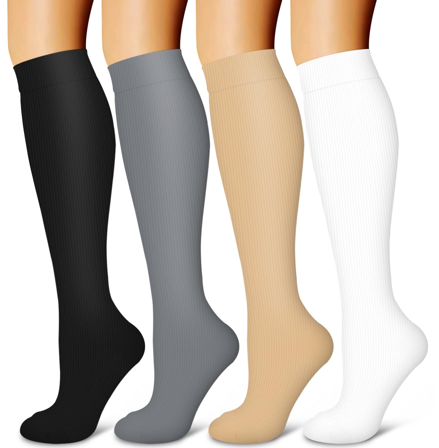 Laite Hebe 4 Pairs-Compression Socks for Women&Men Circulation-Best Support for Nurses,Running,Athletic