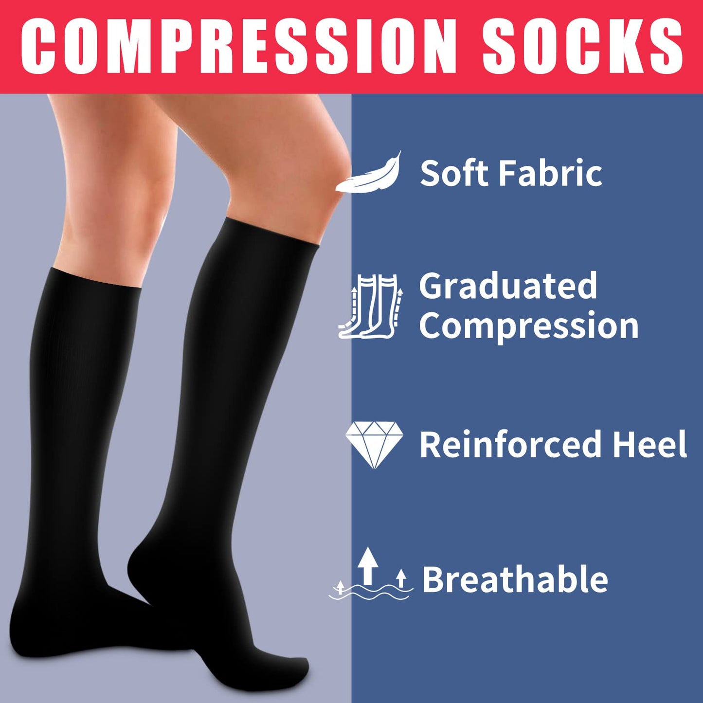 Laite Hebe 4 Pairs-Compression Socks for Women&Men Circulation-Best Support for Nurses,Running,Athletic