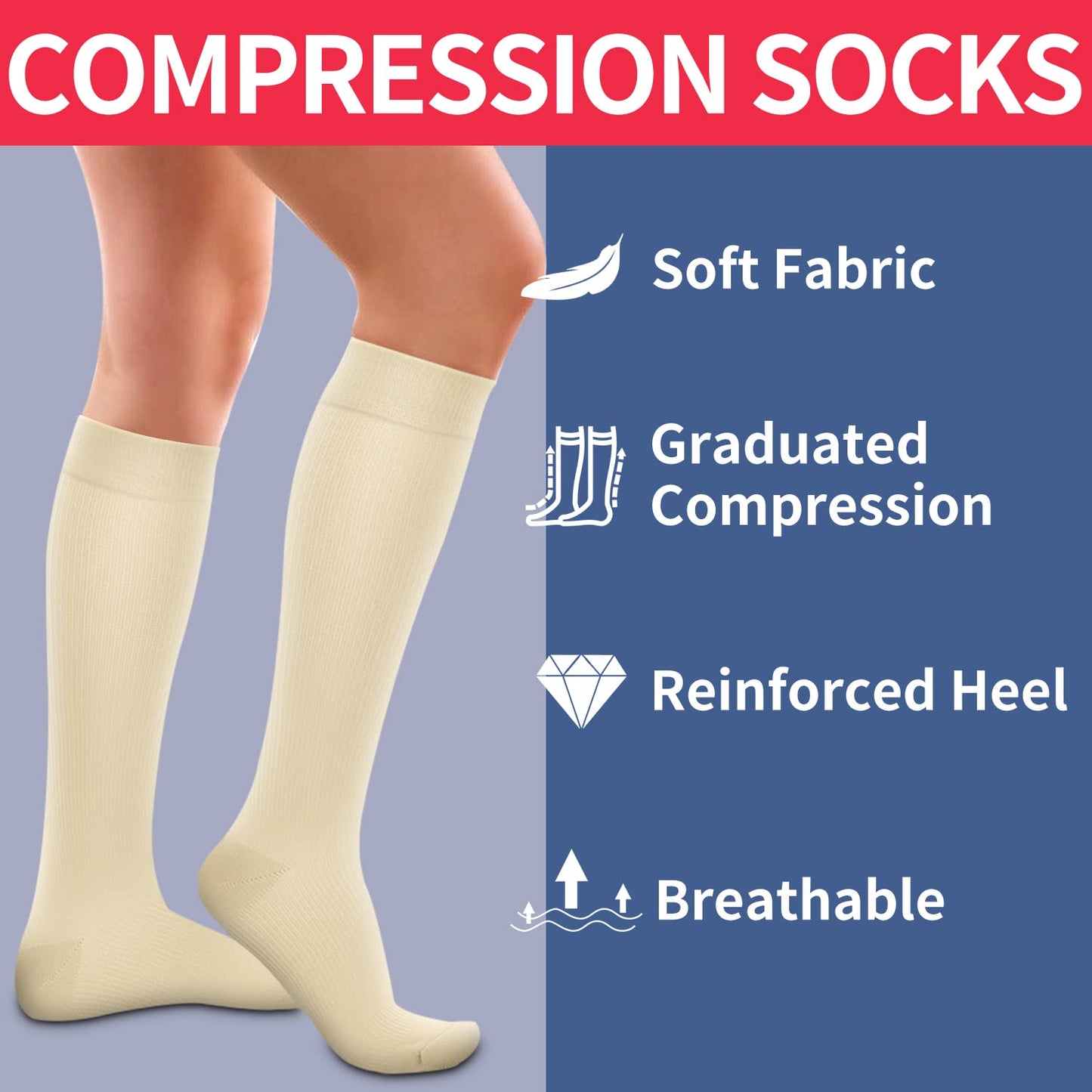 Laite Hebe 4 Pairs-Compression Socks for Women&Men Circulation-Best Support for Nurses,Running,Athletic