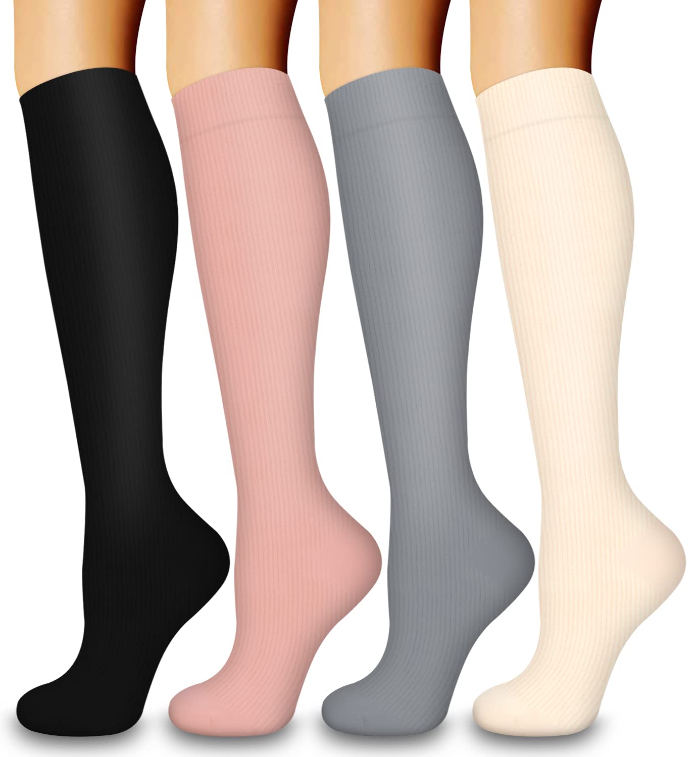 Laite Hebe 4 Pairs-Compression Socks for Women&Men Circulation-Best Support for Nurses,Running,Athletic