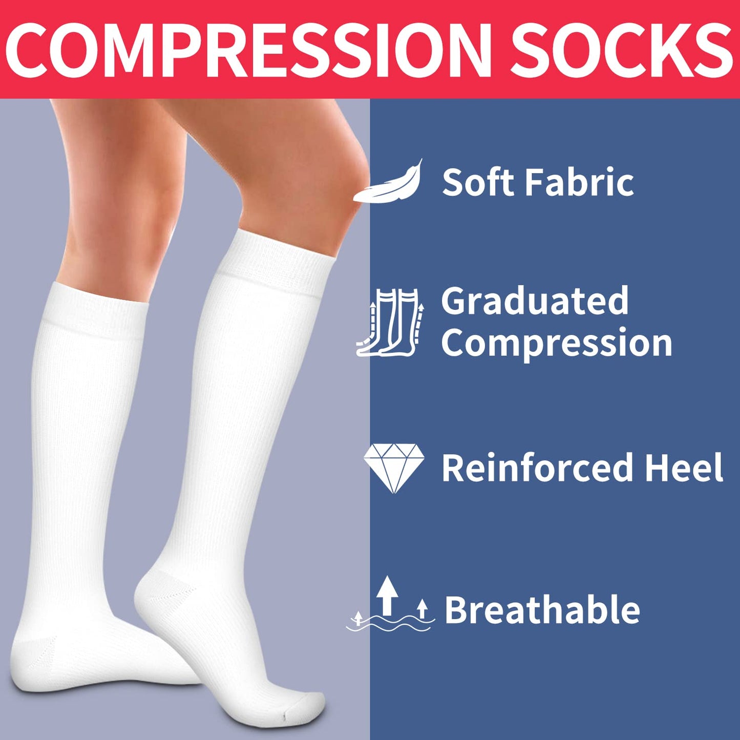 Laite Hebe 4 Pairs-Compression Socks for Women&Men Circulation-Best Support for Nurses,Running,Athletic