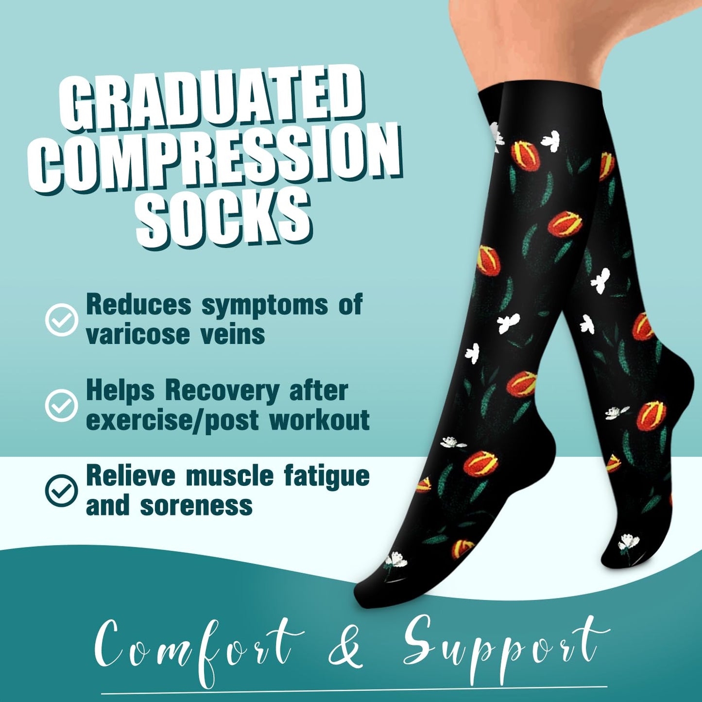 Laite Hebe 4 Pairs-Compression Socks for Women&Men Circulation-Best Support for Nurses,Running,Athletic