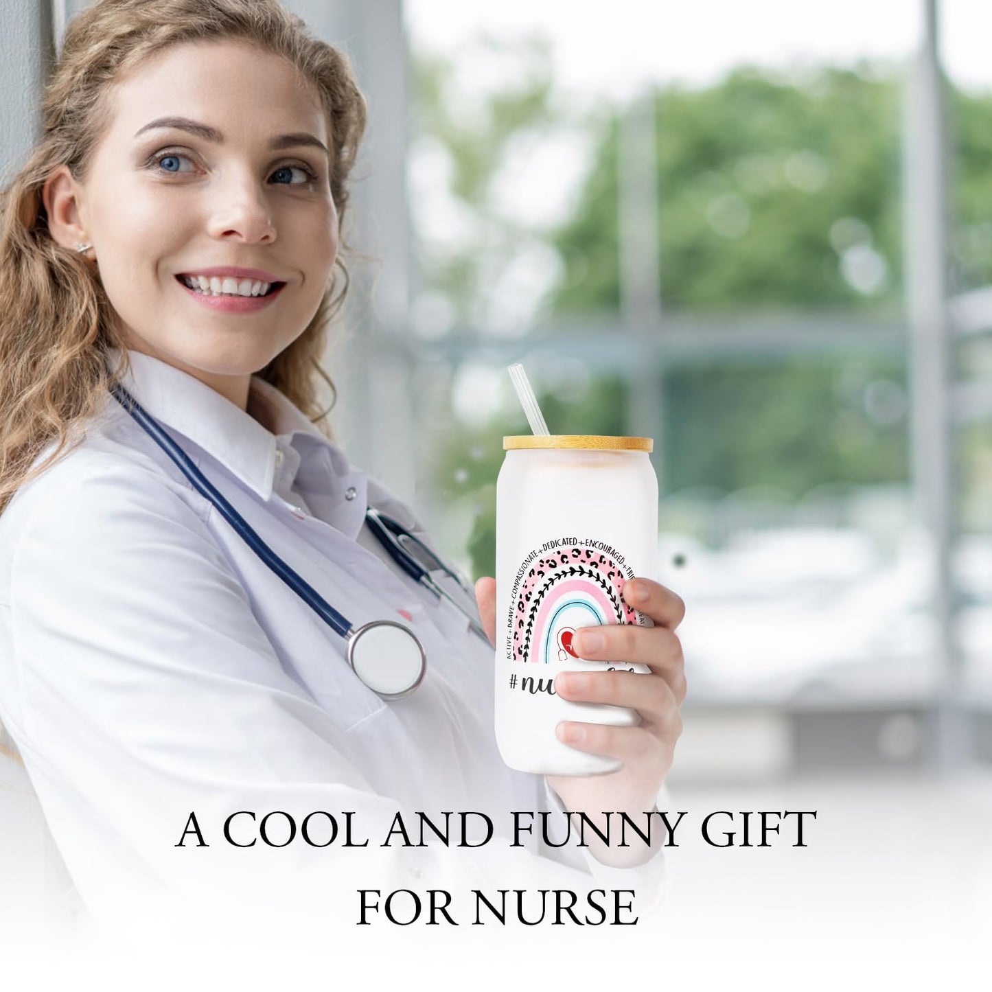 Nurse Gifts for Women, Nurses Week Gifts, Nurse Appreciation Gifts, New Nurses Gifts, Nurse Graduation, Birthday, Christmas Gift, Nurse Practitioner Gifts - 16 Oz Glass Cup Nurse Gift Set