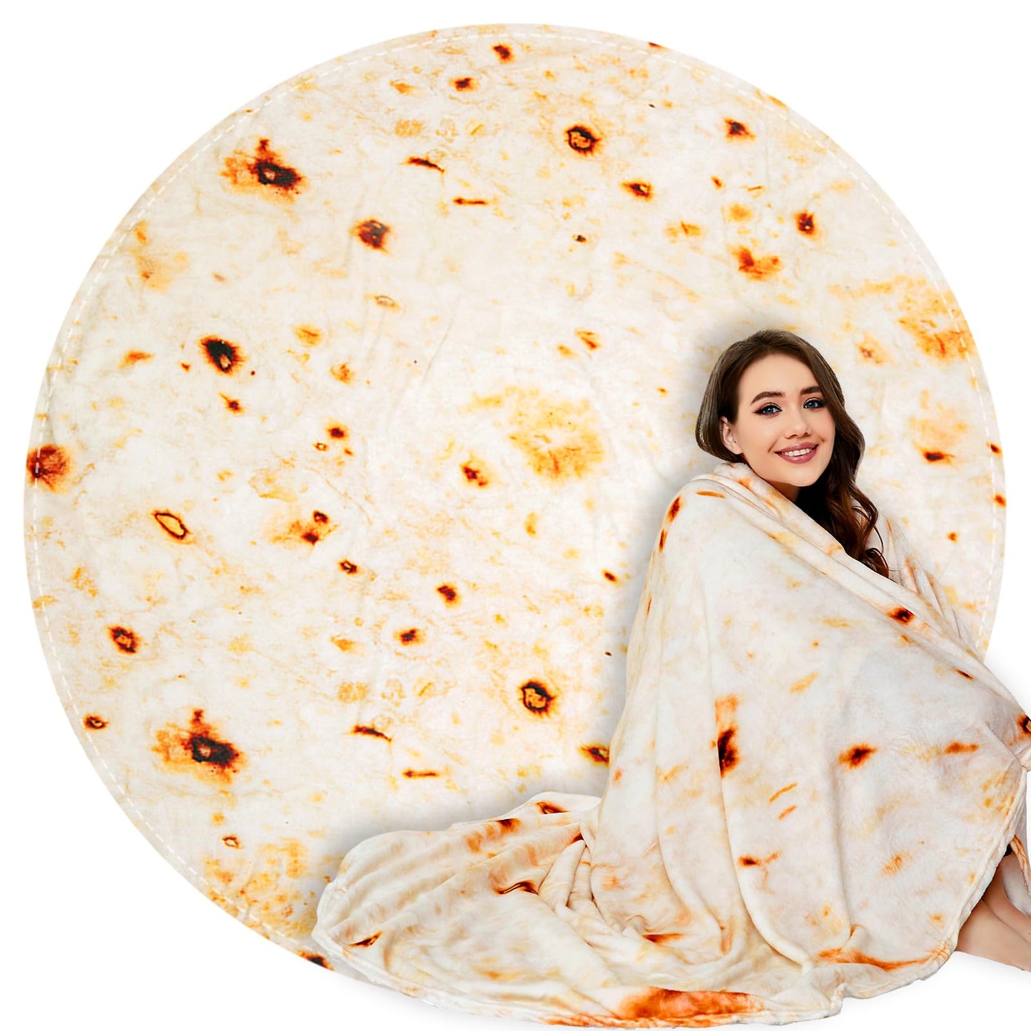 Gifts for Women Tortilla Blanket Adult Size 71 Inch, Graduation Gifts for Men and Women, Baptisms Gifts for Girl, Taco Food Burrito Blanket for Adult, Flannel Blanket Funny Gifts for Girlfriend