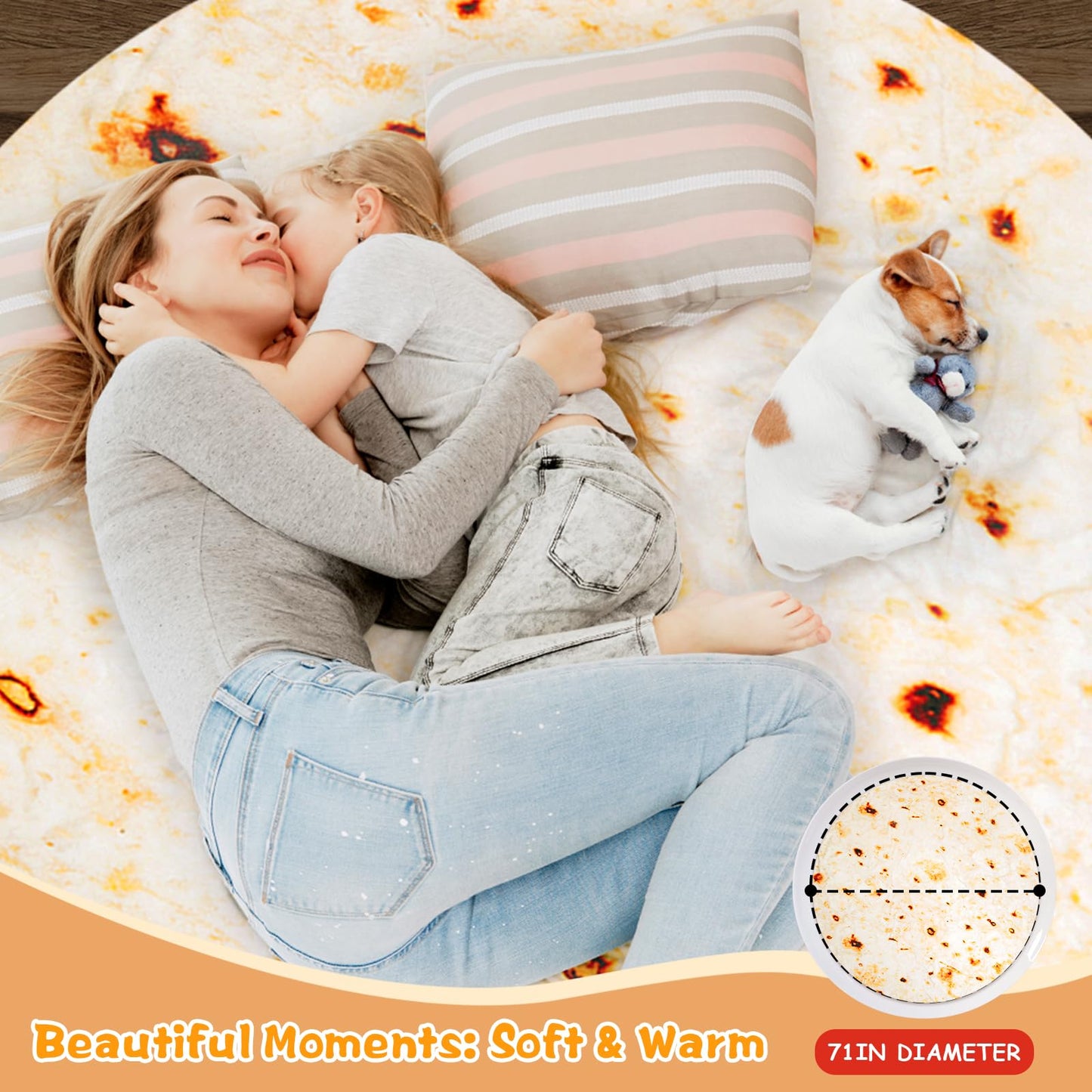 Gifts for Women Tortilla Blanket Adult Size 71 Inch, Graduation Gifts for Men and Women, Baptisms Gifts for Girl, Taco Food Burrito Blanket for Adult, Flannel Blanket Funny Gifts for Girlfriend