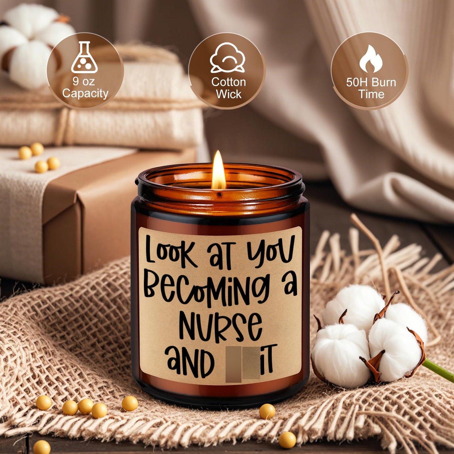 LEADO Candles, Nurse Gifts for Women, Male, Men - Nursing Graduation, LPN, RN Gifts for Nurses - Funny Nurses Week, Congratulations Present for New Grad, Future RN, Nursing School Student, Graduate