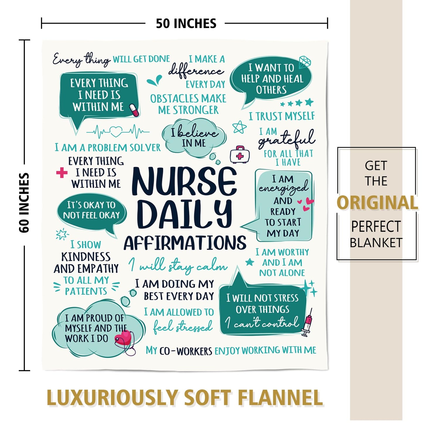 Craftique Nurse Gifts for Women Men- Soft Nurse Blanket with Daily Affirmations- Christmas LPN RN Gifts for Nurses Practitioner, Nursing School Graduate Birthday Appreciation Gift, Nurses Week/Day