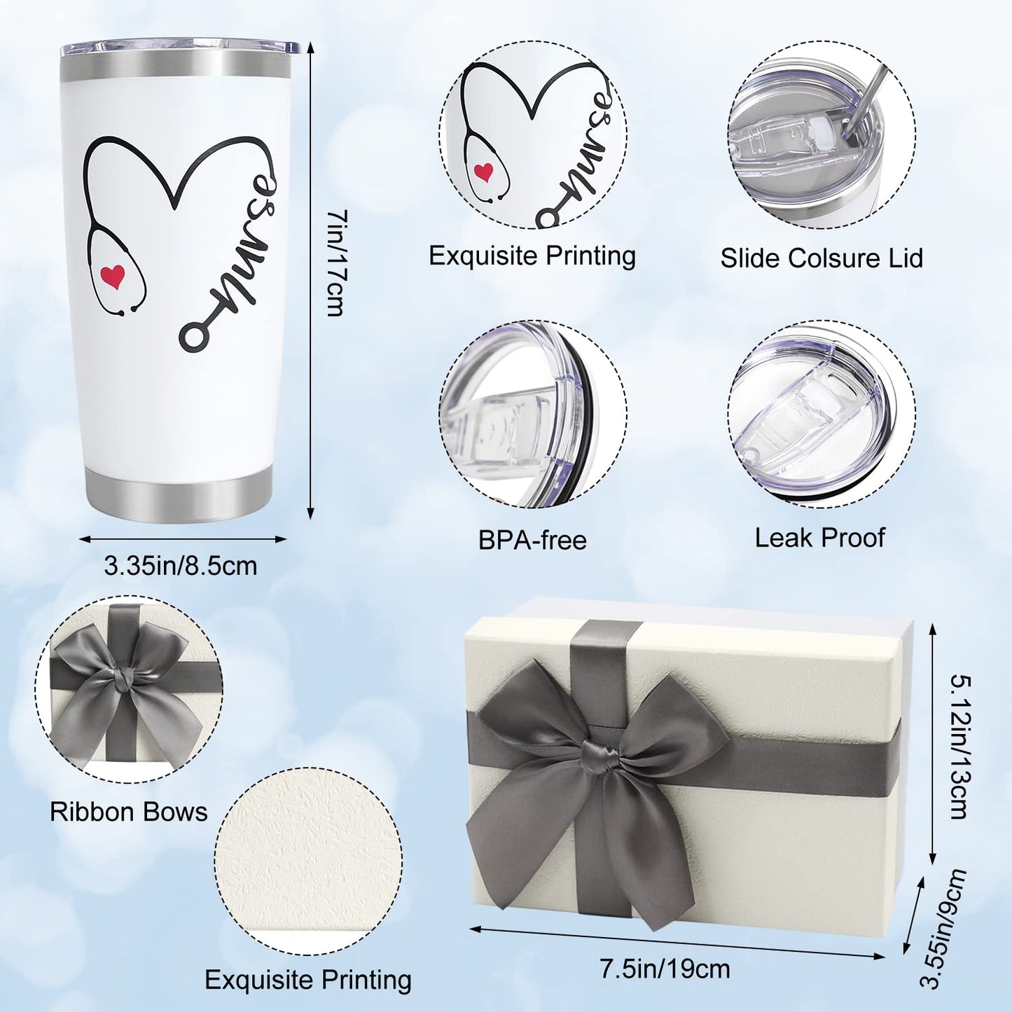 Nurse Gifts for Women, Nurses Week Gifts, Nurse Appreciation Gift, Nurse Graduation, Birthday, Christmas Gifts, New Nurse Gifts, Nurse Practitioner Gifts - 20 OZ Tumbler Set for Nurses