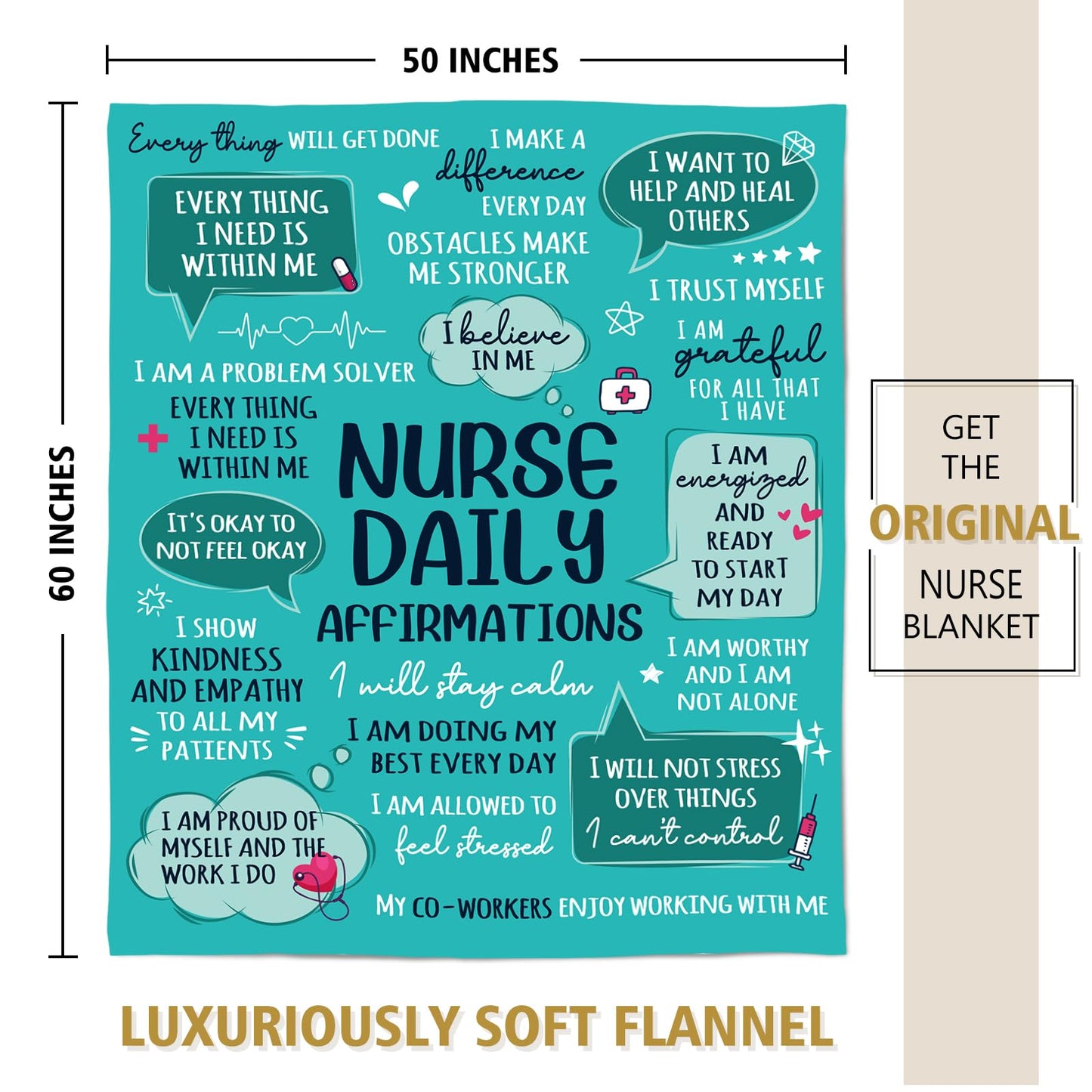 Craftique Nurse Gifts for Women Men- Soft Nurse Blanket with Daily Affirmations- Christmas LPN RN Gifts for Nurses Practitioner, Nursing School Graduate Birthday Appreciation Gift, Nurses Week/Day