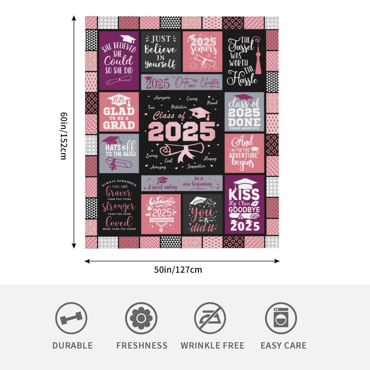 Graduation Gifts - Graduation Gifts for Her 2025 - 2025 Graduation Decorations of Class - Female Phd Graduation Gifts - Girl/Women High School College/Masters Degree Graduation Blanket 50" X 60"