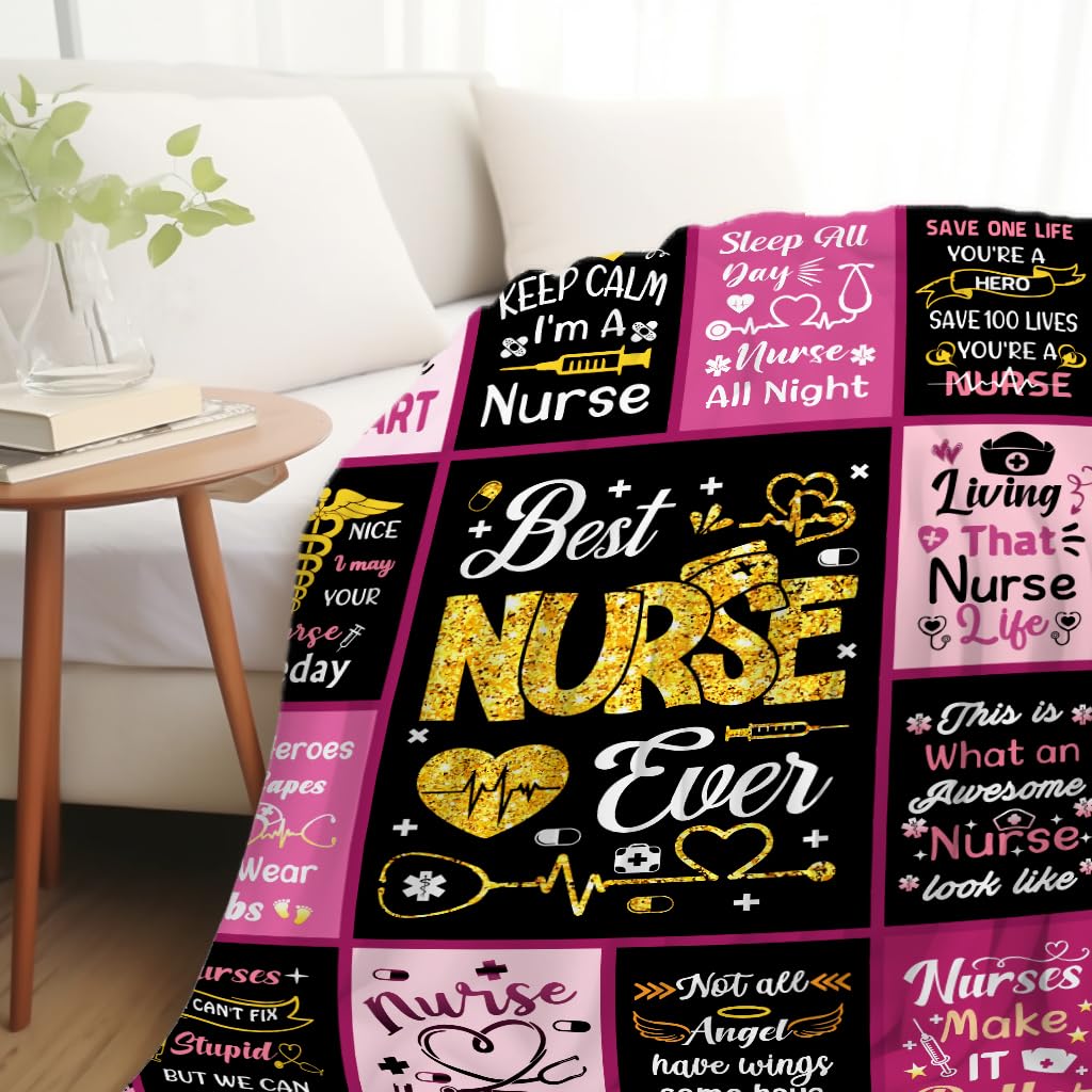 Nurse Blanket Gifts for Women,Cool Nursing Practitioner Nurse Graduation Gifts for Women Nurses Week Best Nurse's Day Throw Blankets for Nurses 50"X40"