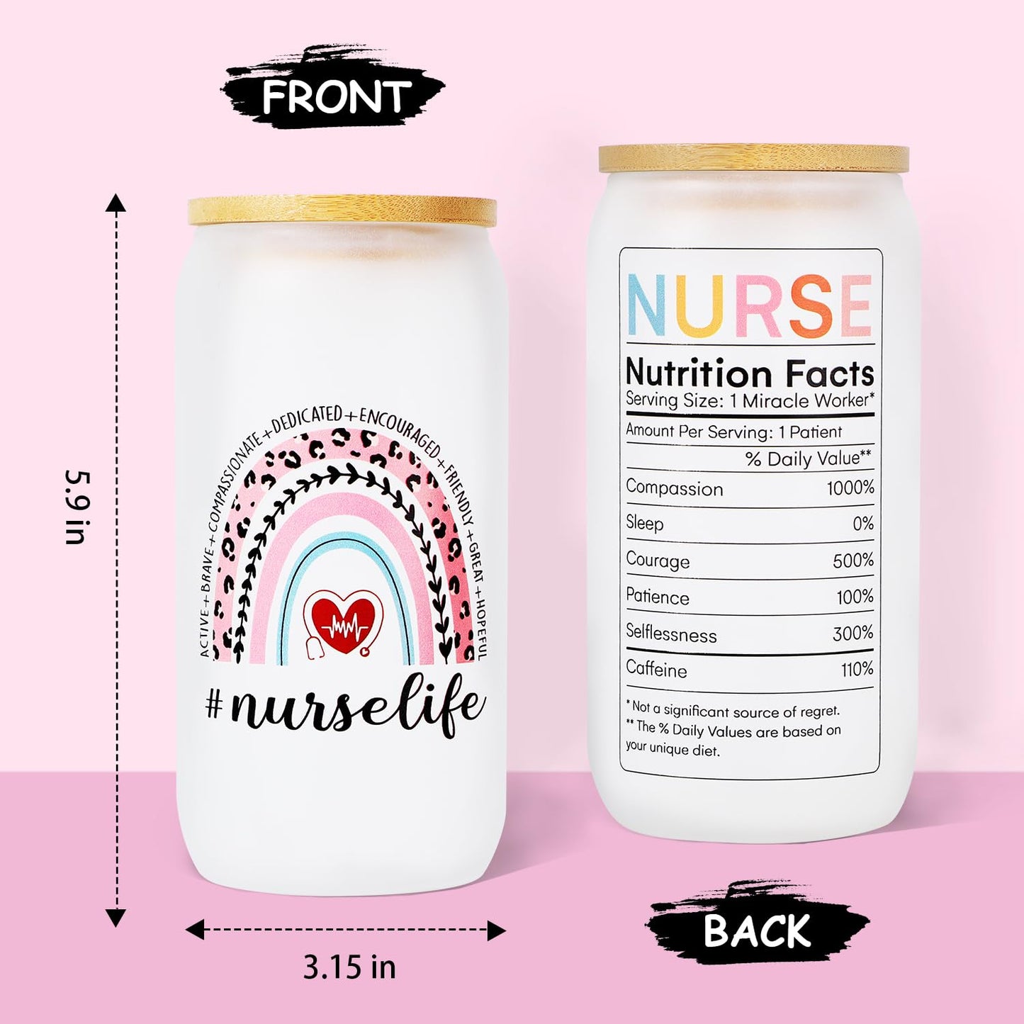 Nurse Gifts for Women, Nurses Week Gifts, Nurse Appreciation Gifts, New Nurses Gifts, Nurse Graduation, Birthday, Christmas Gift, Nurse Practitioner Gifts - 16 Oz Glass Cup Nurse Gift Set
