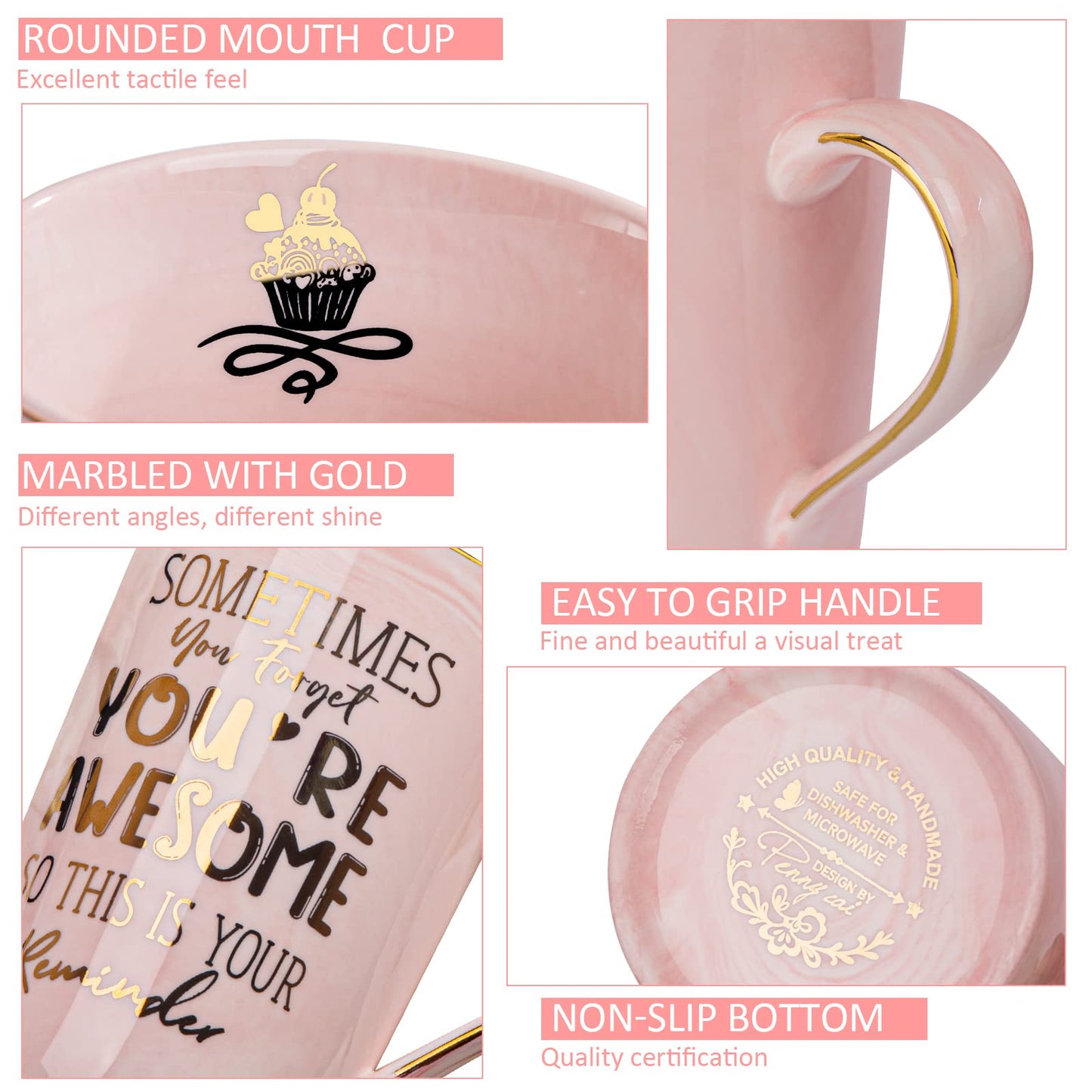 Nurse Gifts for Women, Funny Nurse Mug with Gold Print, Nurses Week Retirement Graduation Appreciation Present, School Nursing Student RN Practitioner, 14oz Pink Marbled Ceramic Cup, Nice Gift Boxed