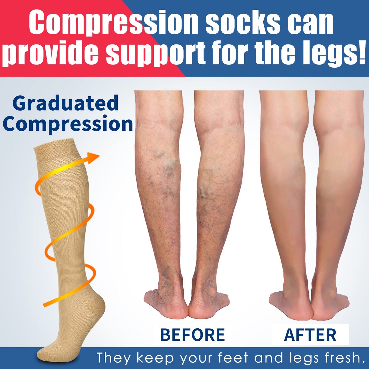 Laite Hebe 4 Pairs-Compression Socks for Women&Men Circulation-Best Support for Nurses,Running,Athletic