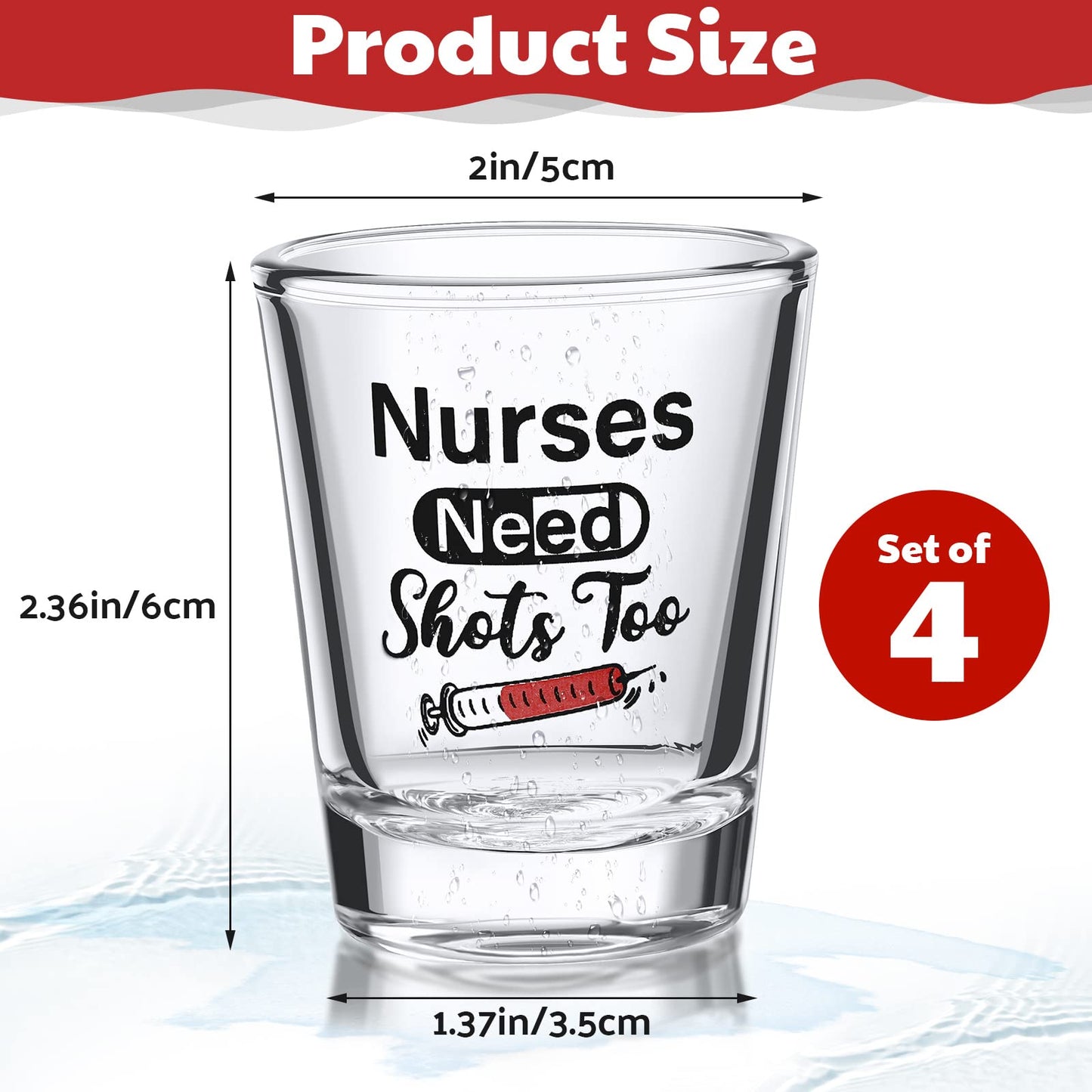 Patelai Nurse Need Shots Too, Funny Glass Gift for Women and Male Mom Sister or Friend Present for Nursing Graduation Nurses Day Party 2 oz(2 Pieces,2.36 x 1.97 Inches)