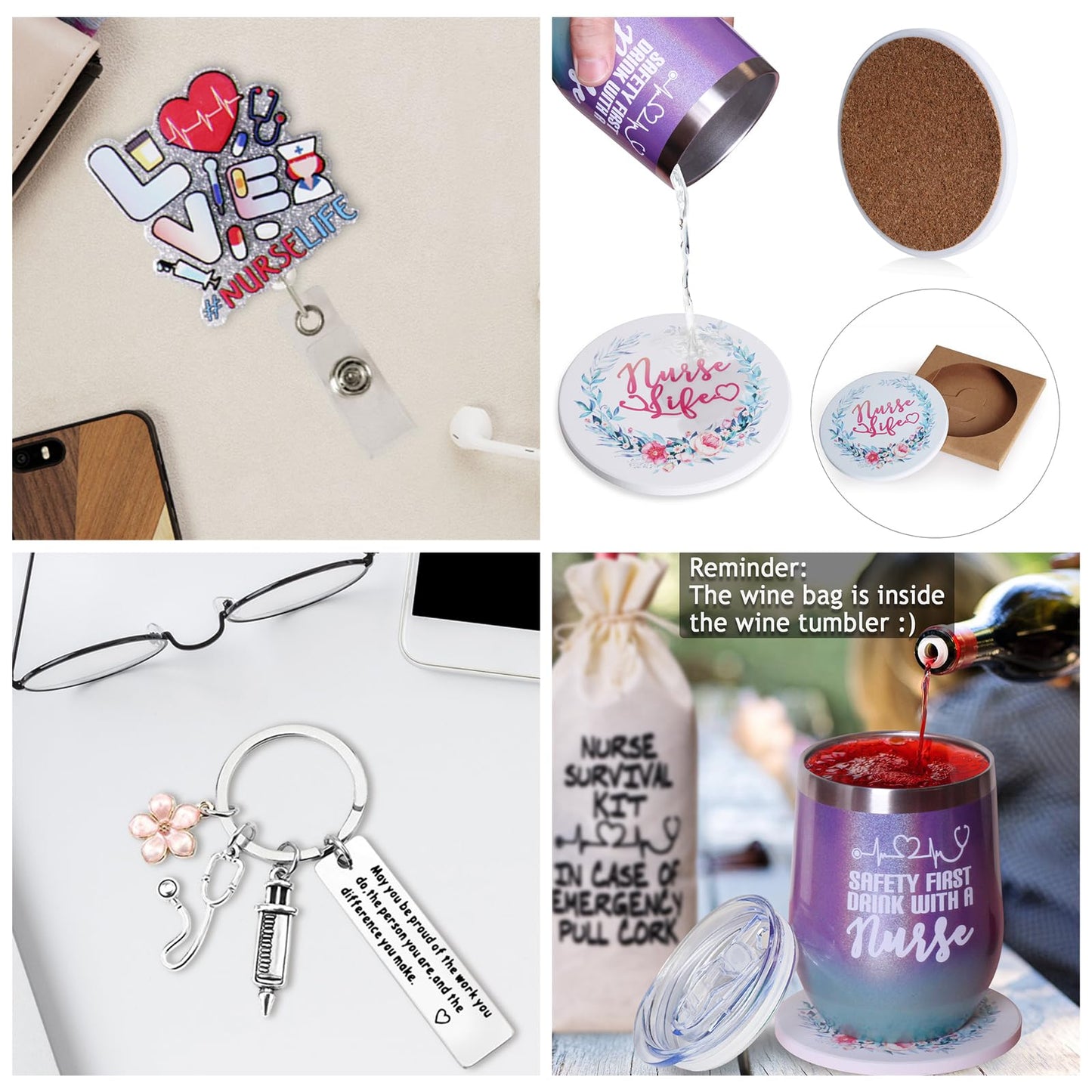 Nurse Appreciation Gift Box for Women - Graduation, Nursing School, Christmas, Practitioner, RG - Wine Tumbler Set