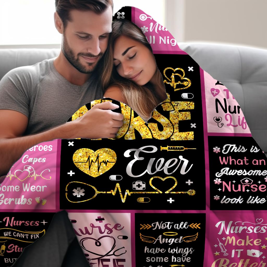 Nurse Blanket Gifts for Women,Cool Nursing Practitioner Nurse Graduation Gifts for Women Nurses Week Best Nurse's Day Throw Blankets for Nurses 50"X40"