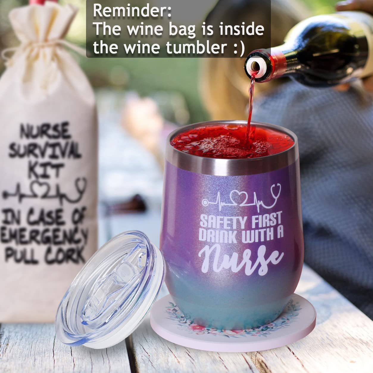 Nurse Appreciation Gift Box for Women - Graduation, Nursing School, Christmas, Practitioner, RG - Wine Tumbler Set