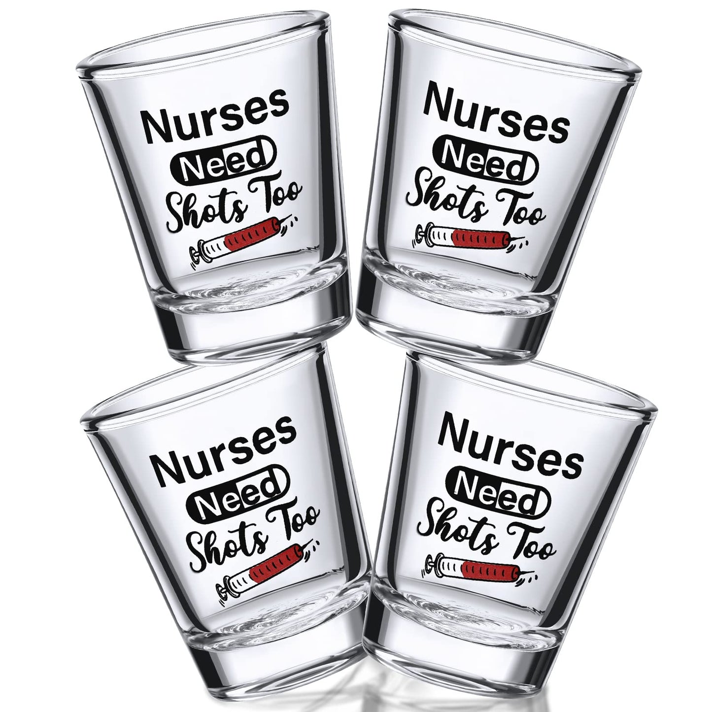 Patelai Nurse Need Shots Too, Funny Glass Gift for Women and Male Mom Sister or Friend Present for Nursing Graduation Nurses Day Party 2 oz(2 Pieces,2.36 x 1.97 Inches)